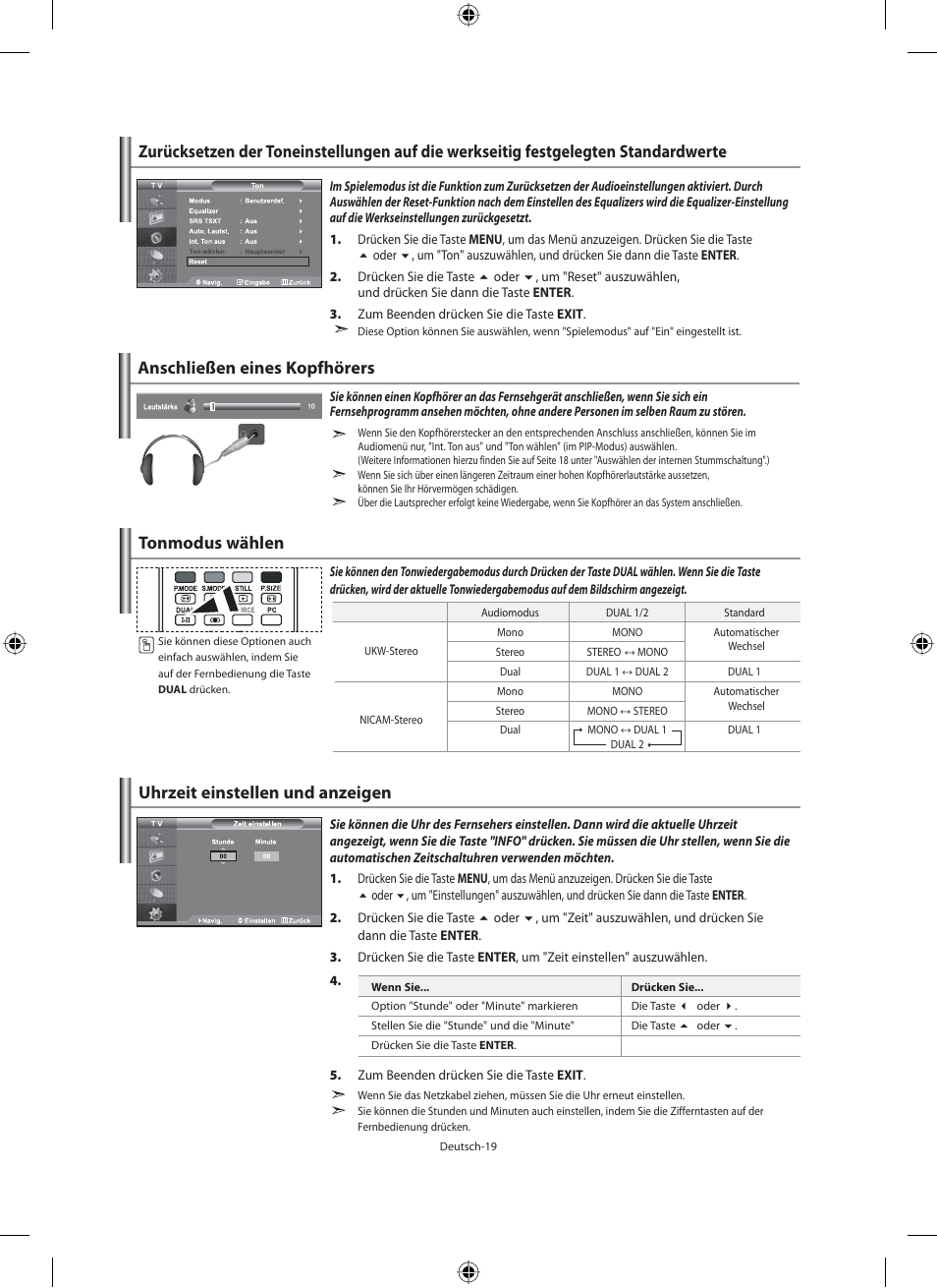 Anschließen eines kopfhörers, Tonmodus wählen | Samsung LE46N71B User Manual | Page 109 / 313