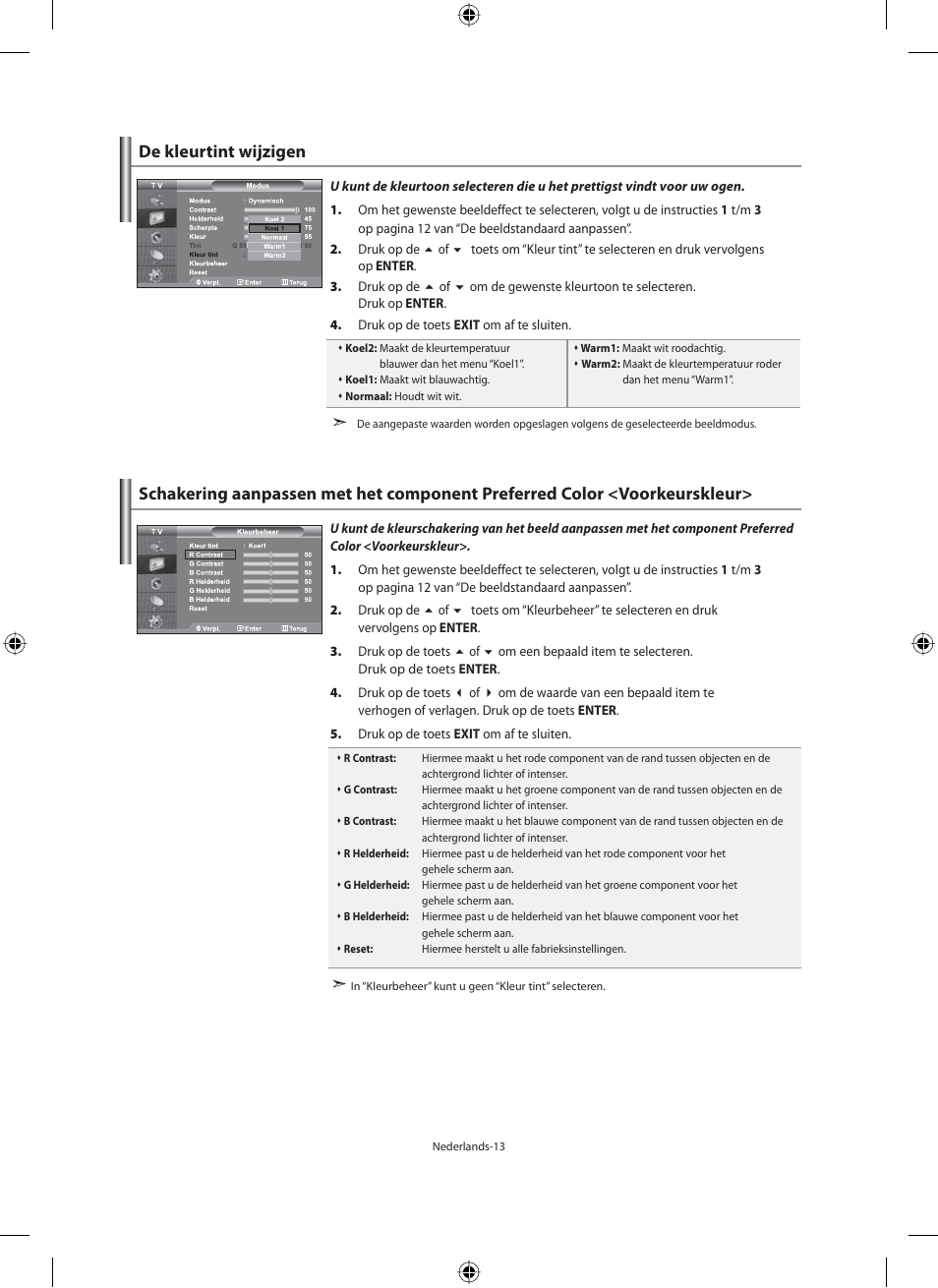 De kleurtint wijzigen | Samsung LE46N71B User Manual | Page 147 / 313
