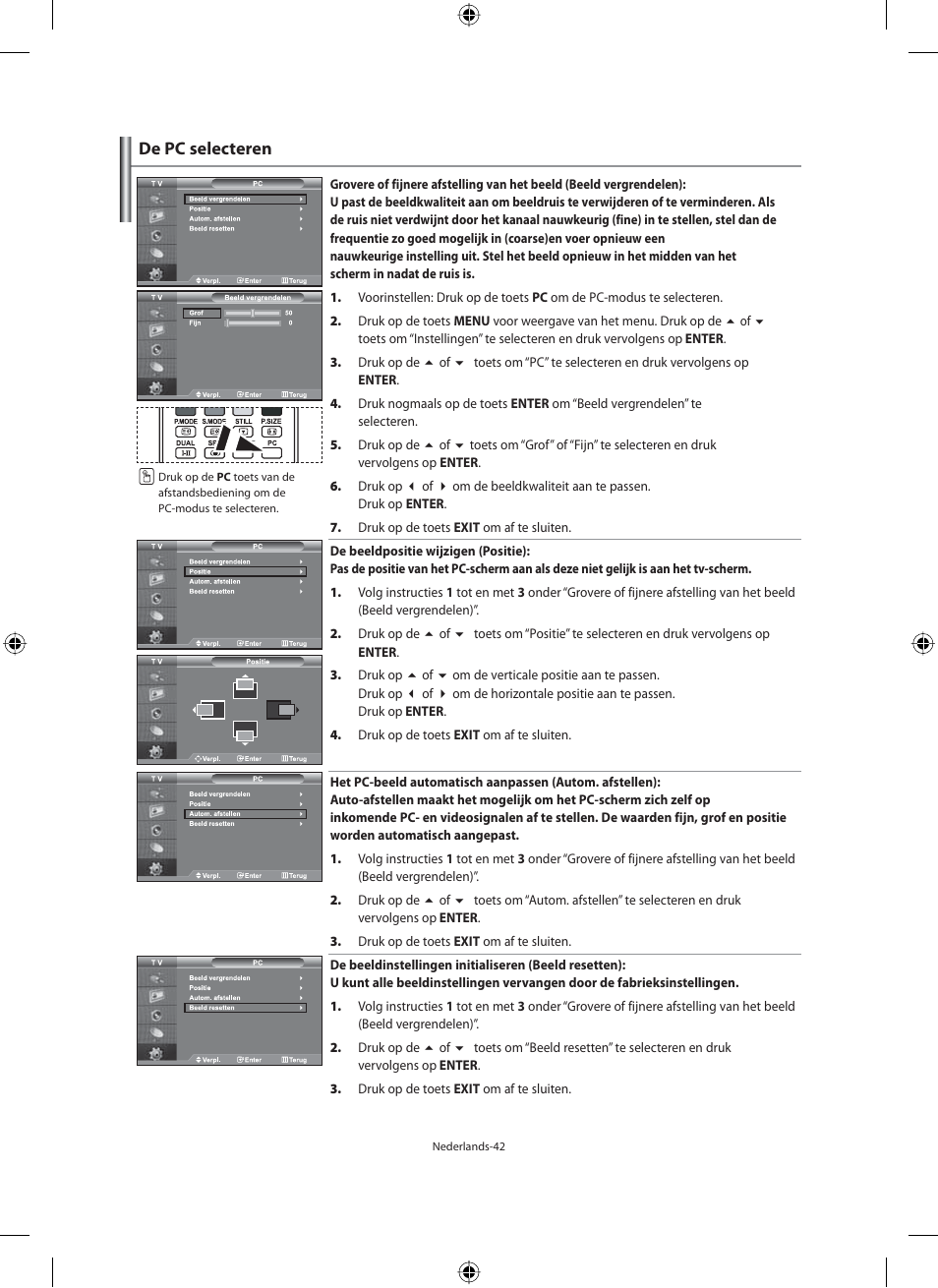 De pc selecteren | Samsung LE46N71B User Manual | Page 176 / 313