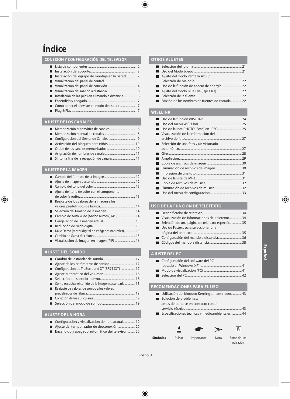 Índice | Samsung LE46N71B User Manual | Page 179 / 313