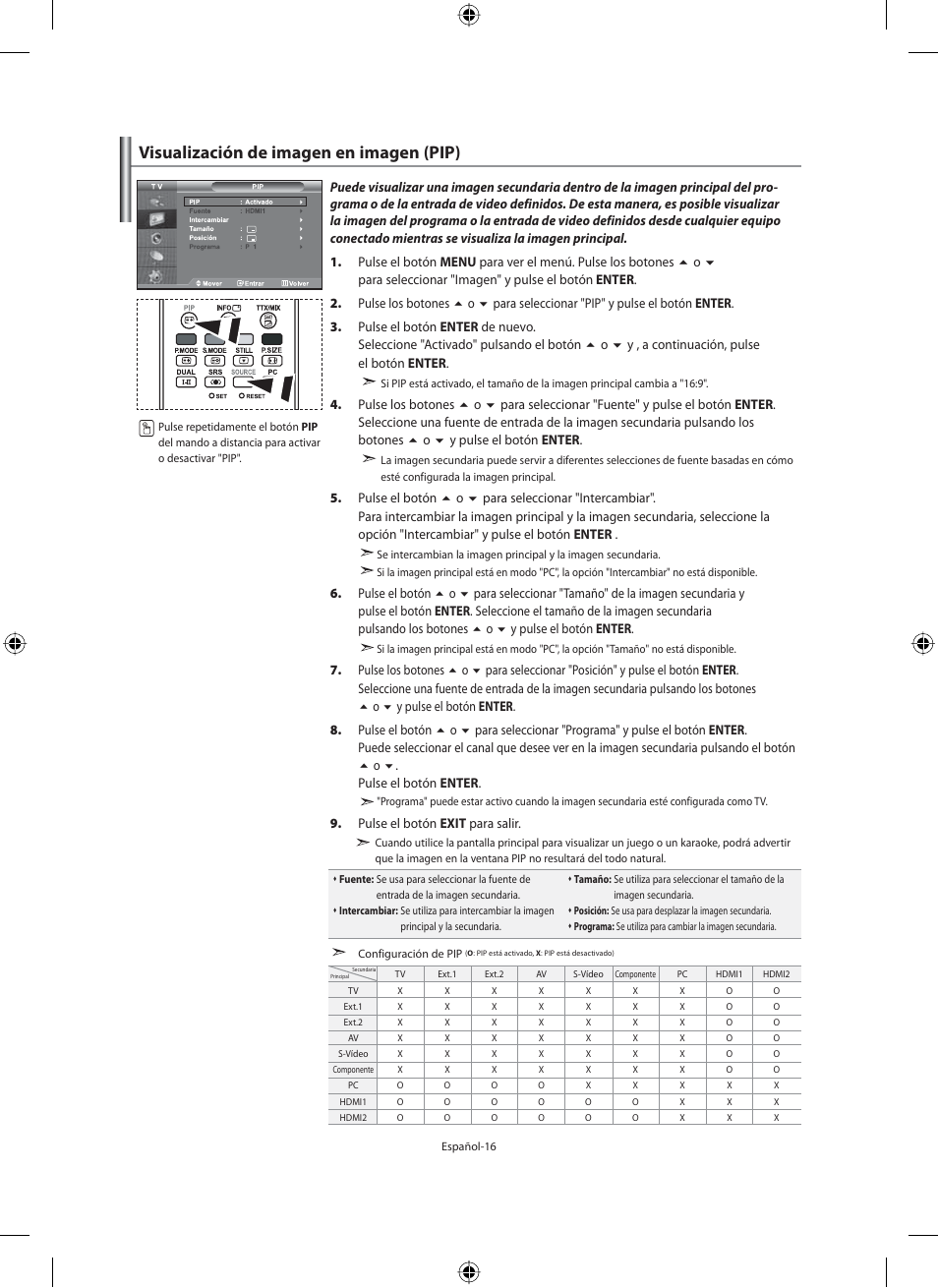 Visualización de imagen en imagen (pip) | Samsung LE46N71B User Manual | Page 194 / 313
