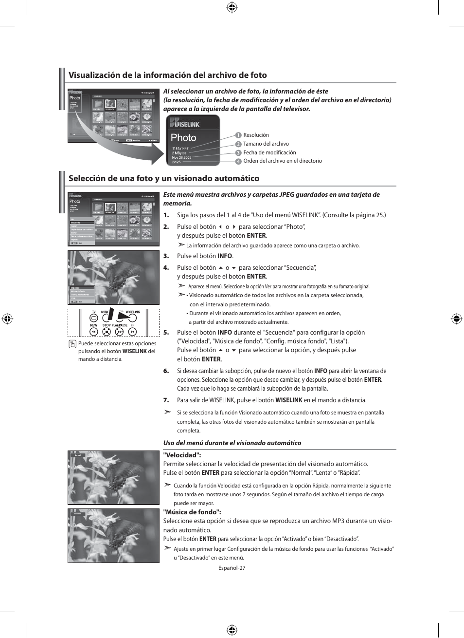 Selección de una foto y un visionado automático | Samsung LE46N71B User Manual | Page 205 / 313
