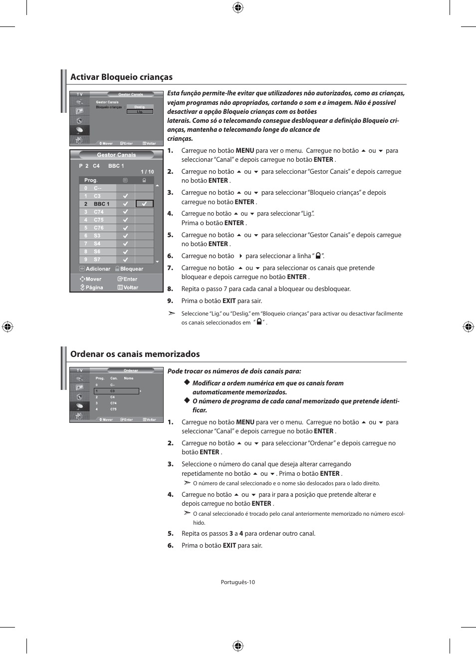 Activar bloqueio crianças | Samsung LE46N71B User Manual | Page 232 / 313