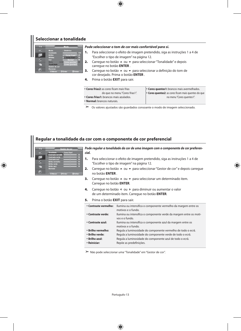 Seleccionar a tonalidade | Samsung LE46N71B User Manual | Page 235 / 313