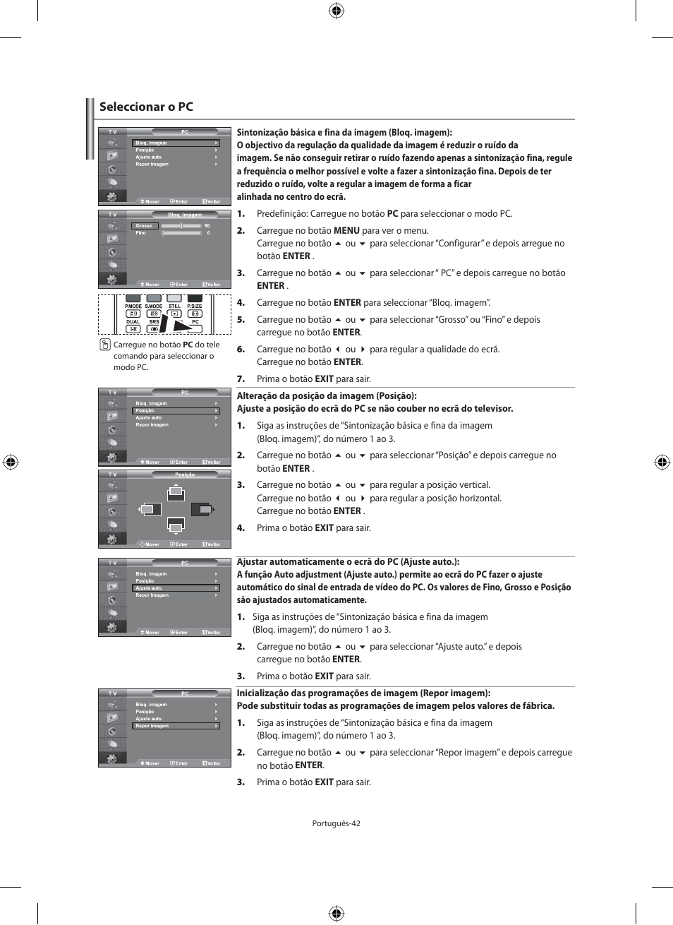 Seleccionar o pc | Samsung LE46N71B User Manual | Page 264 / 313