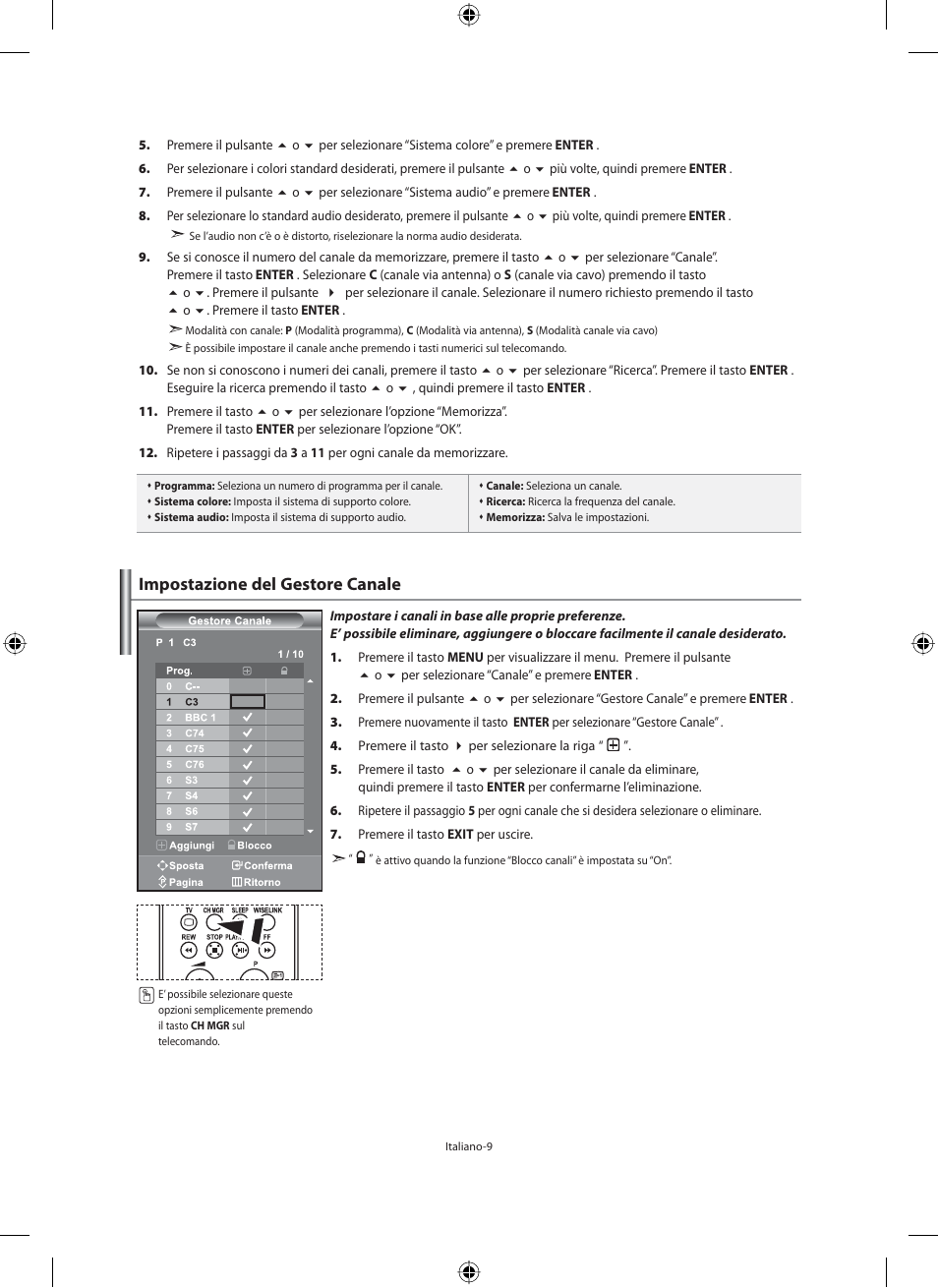 Impostazione del gestore canale | Samsung LE46N71B User Manual | Page 275 / 313