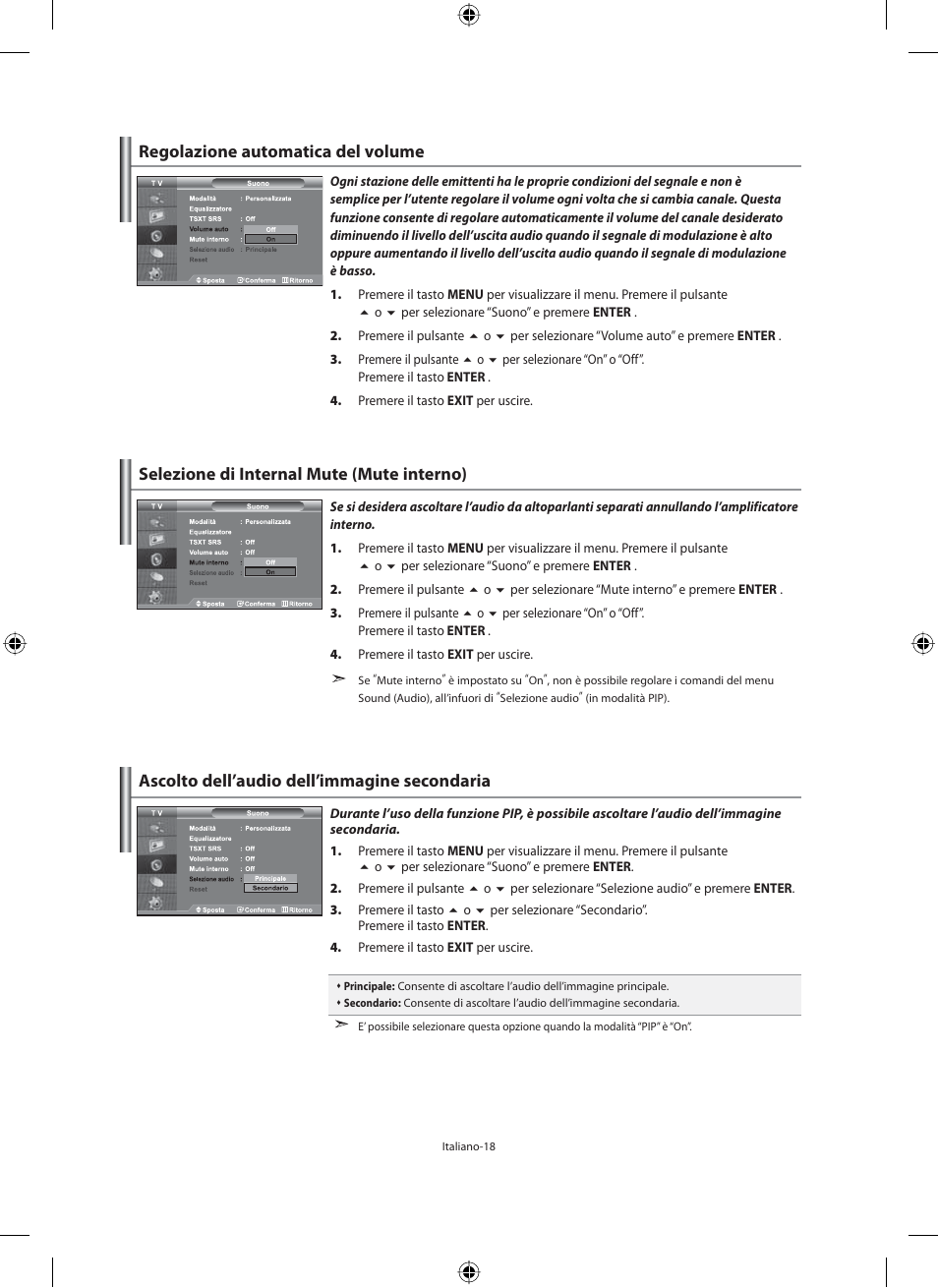 Regolazione automatica del volume | Samsung LE46N71B User Manual | Page 284 / 313