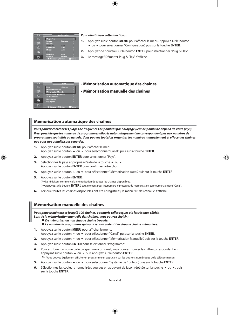 Mémorisation automatique des chaînes | Samsung LE46N71B User Manual | Page 54 / 313