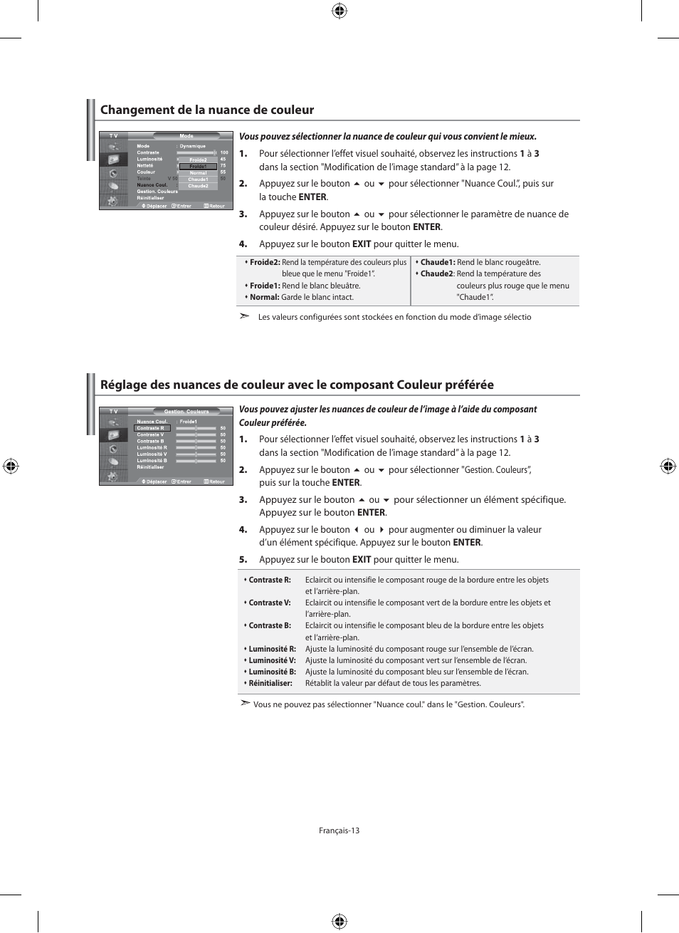 Changement de la nuance de couleur | Samsung LE46N71B User Manual | Page 59 / 313