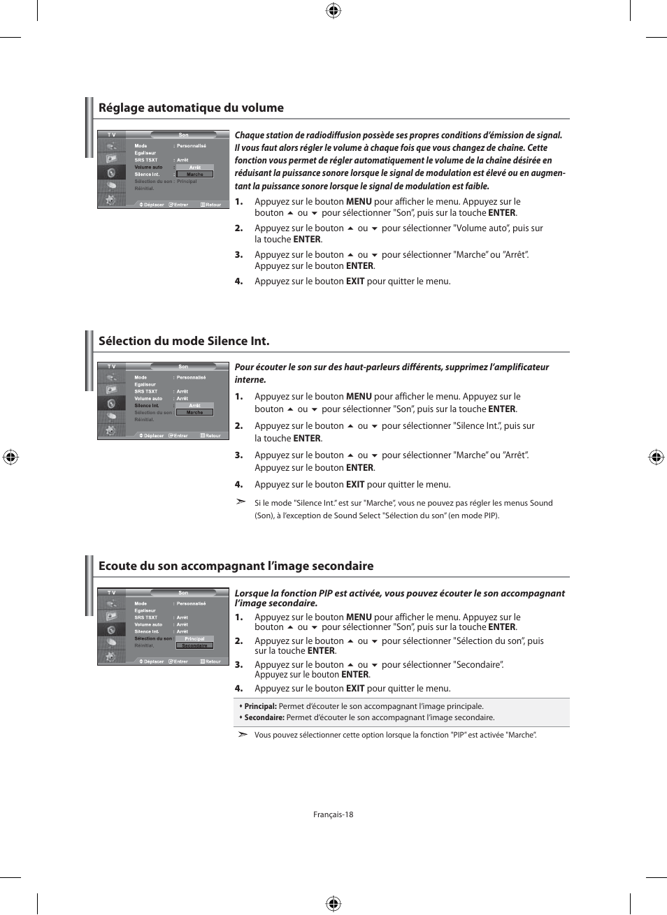 Réglage automatique du volume | Samsung LE46N71B User Manual | Page 64 / 313