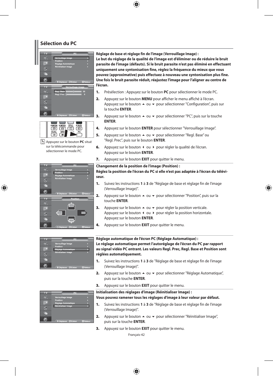 Sélection du pc | Samsung LE46N71B User Manual | Page 88 / 313