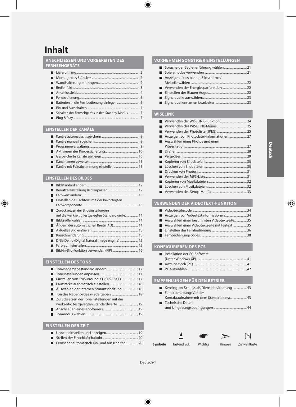 Inhalt | Samsung LE46N71B User Manual | Page 91 / 313