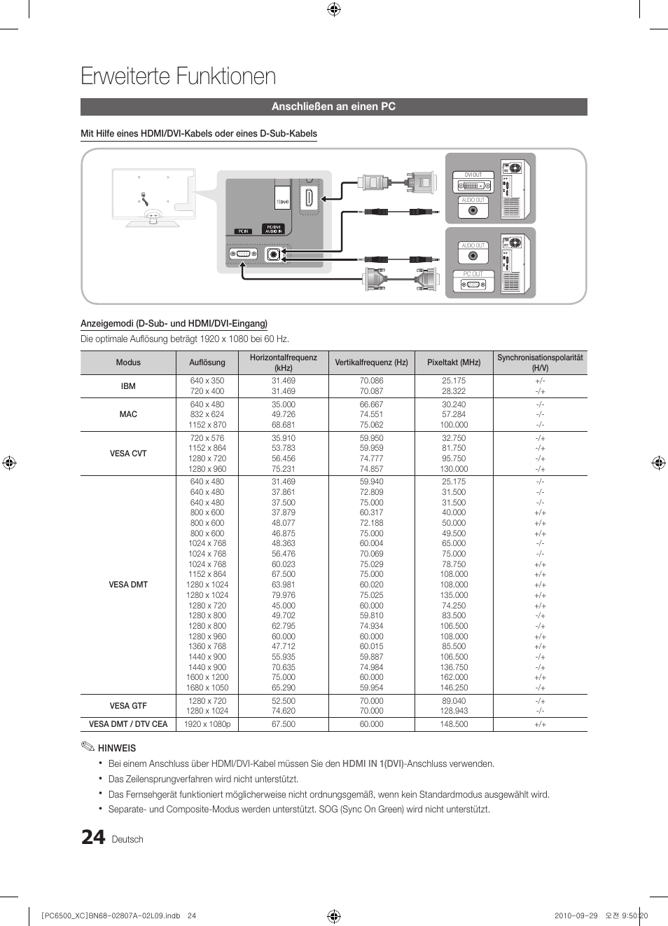 Erweiterte funktionen | Samsung PS50C6500TW User Manual | Page 134 / 499