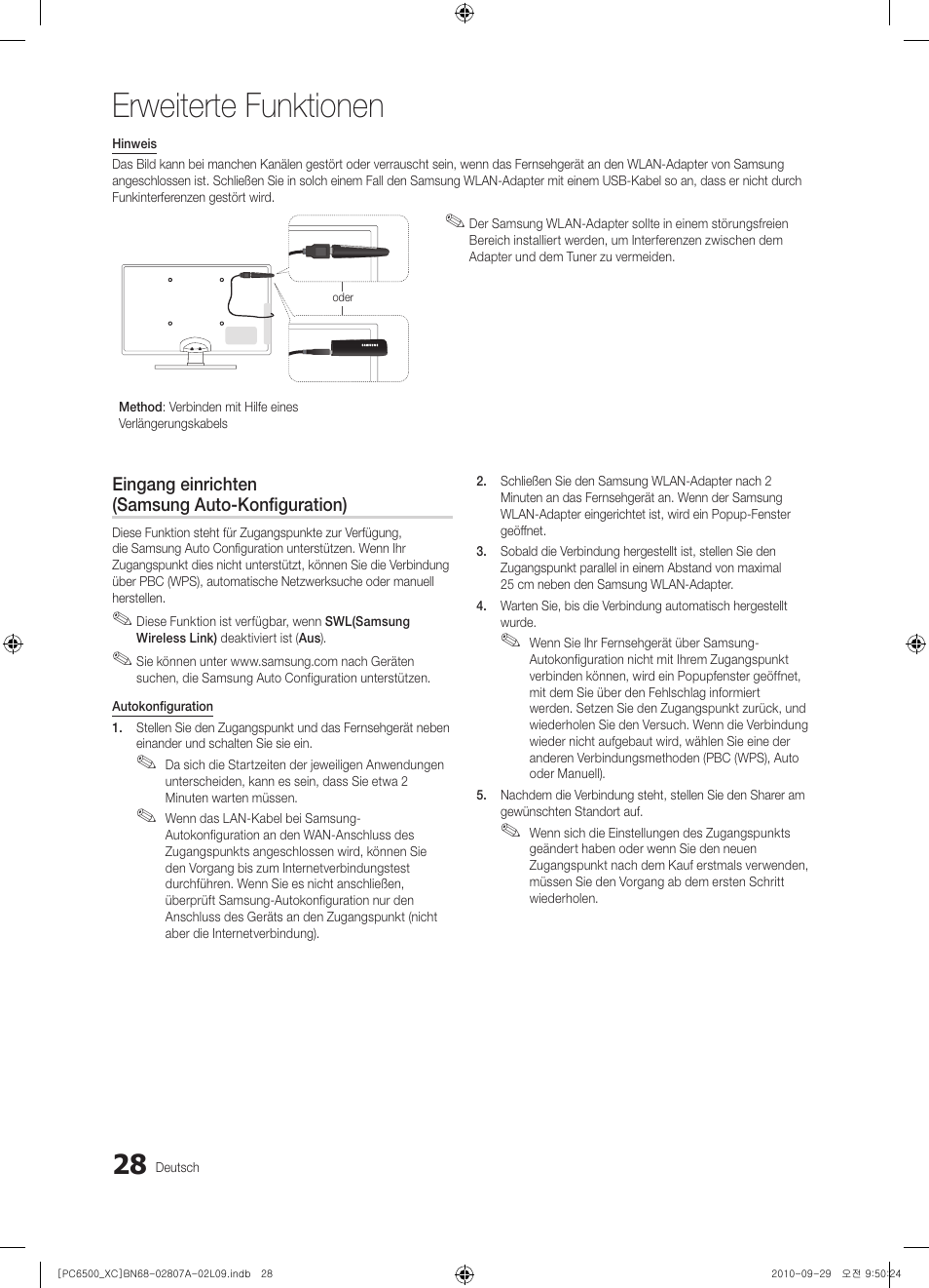 Erweiterte funktionen | Samsung PS50C6500TW User Manual | Page 138 / 499