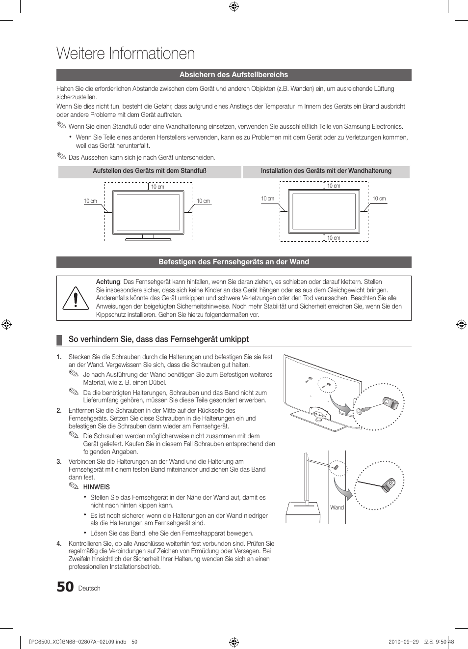 Weitere informationen | Samsung PS50C6500TW User Manual | Page 160 / 499