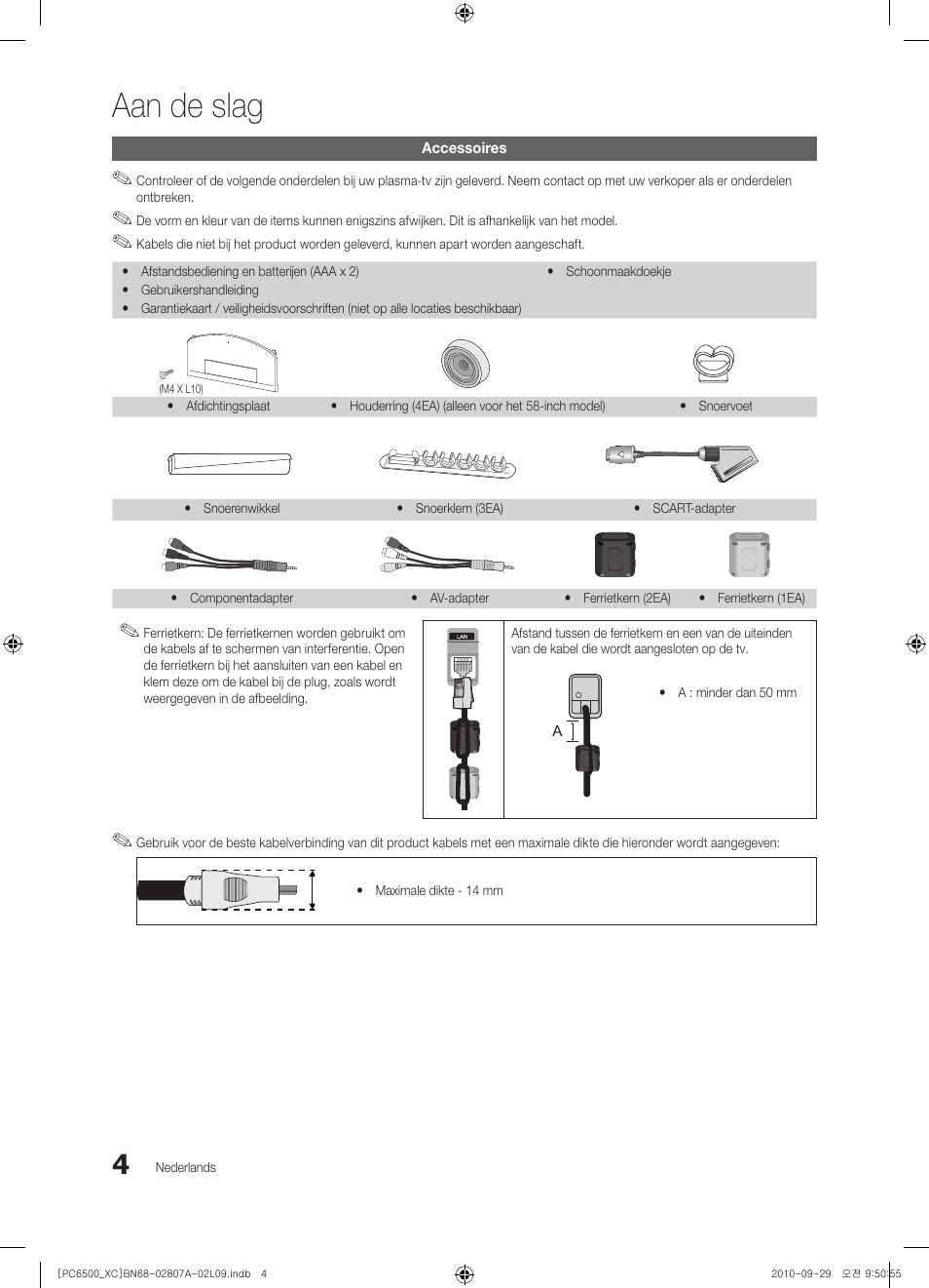 Aan de slag | Samsung PS50C6500TW User Manual | Page 169 / 499