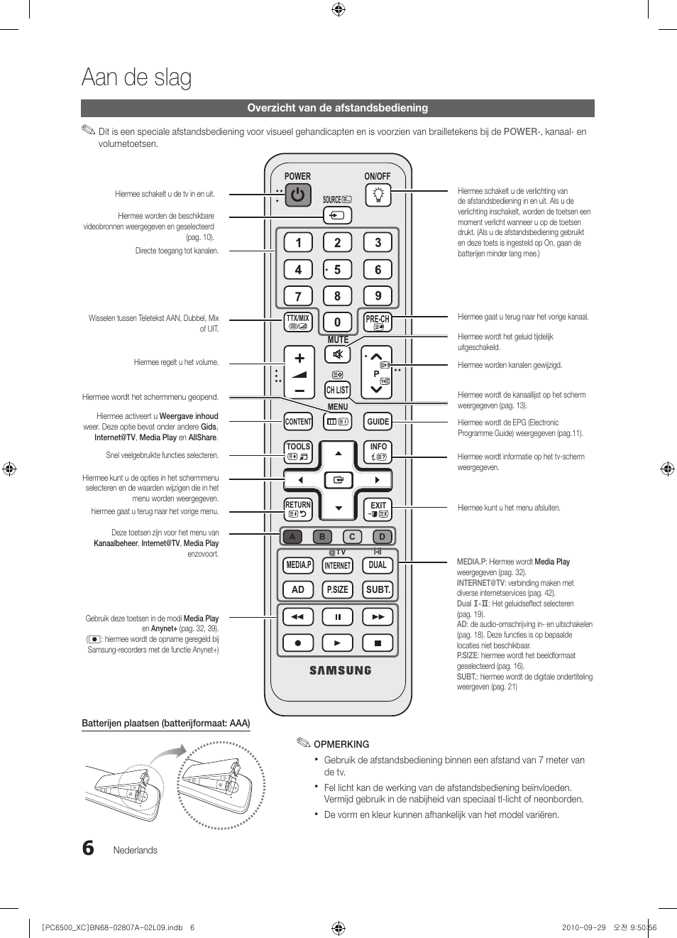 Aan de slag | Samsung PS50C6500TW User Manual | Page 171 / 499