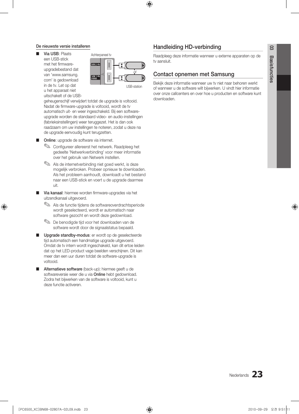 Handleiding hd-verbinding, Contact opnemen met samsung | Samsung PS50C6500TW User Manual | Page 188 / 499