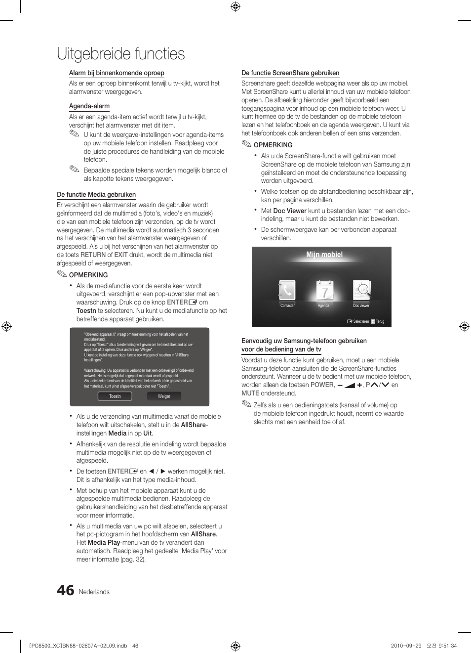 Uitgebreide functies | Samsung PS50C6500TW User Manual | Page 211 / 499