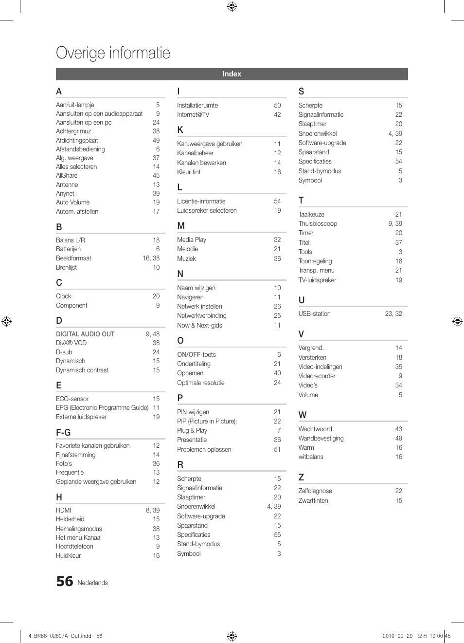 Overige informatie | Samsung PS50C6500TW User Manual | Page 221 / 499