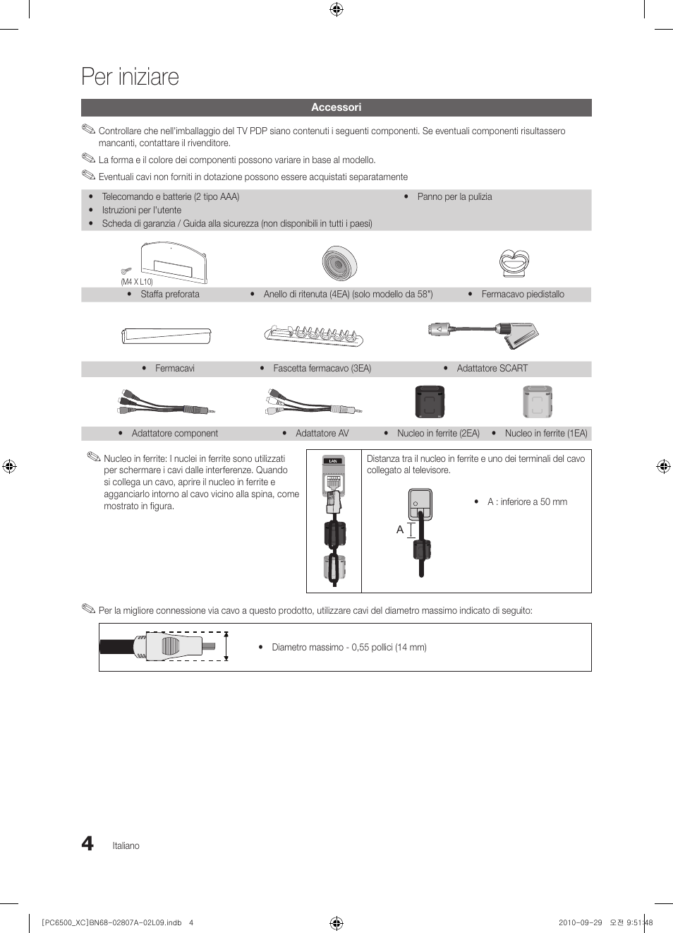 Per iniziare | Samsung PS50C6500TW User Manual | Page 224 / 499