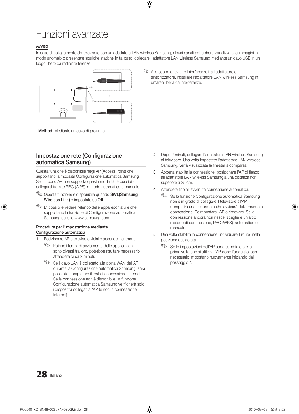 Funzioni avanzate | Samsung PS50C6500TW User Manual | Page 248 / 499