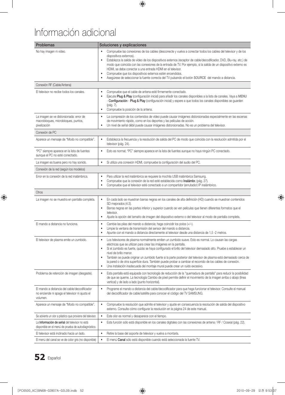 Información adicional | Samsung PS50C6500TW User Manual | Page 328 / 499