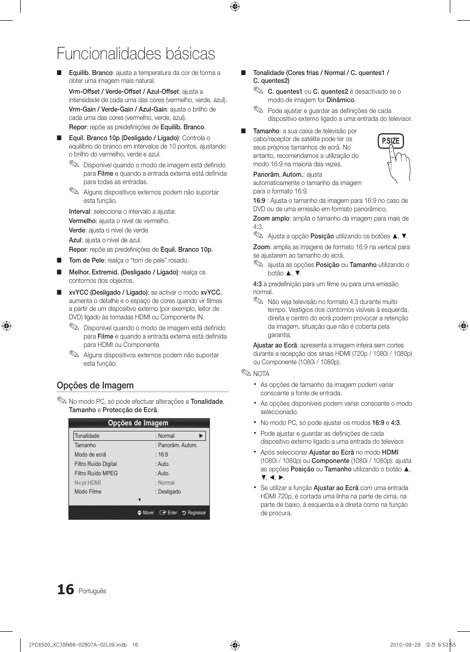 Funcionalidades básicas | Samsung PS50C6500TW User Manual | Page 347 / 499