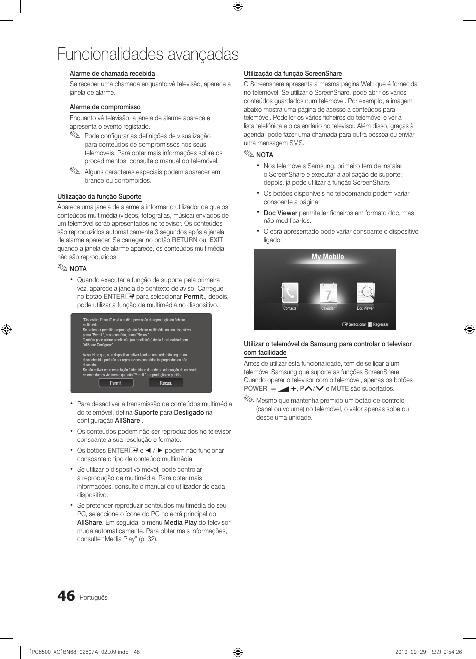 Funcionalidades avançadas | Samsung PS50C6500TW User Manual | Page 377 / 499