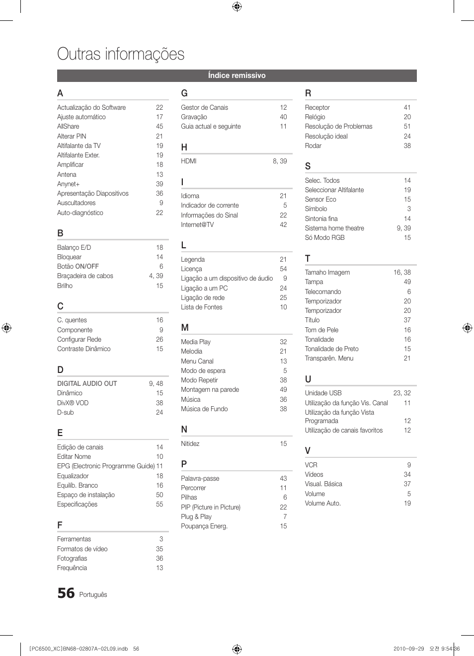 Outras informações | Samsung PS50C6500TW User Manual | Page 387 / 499