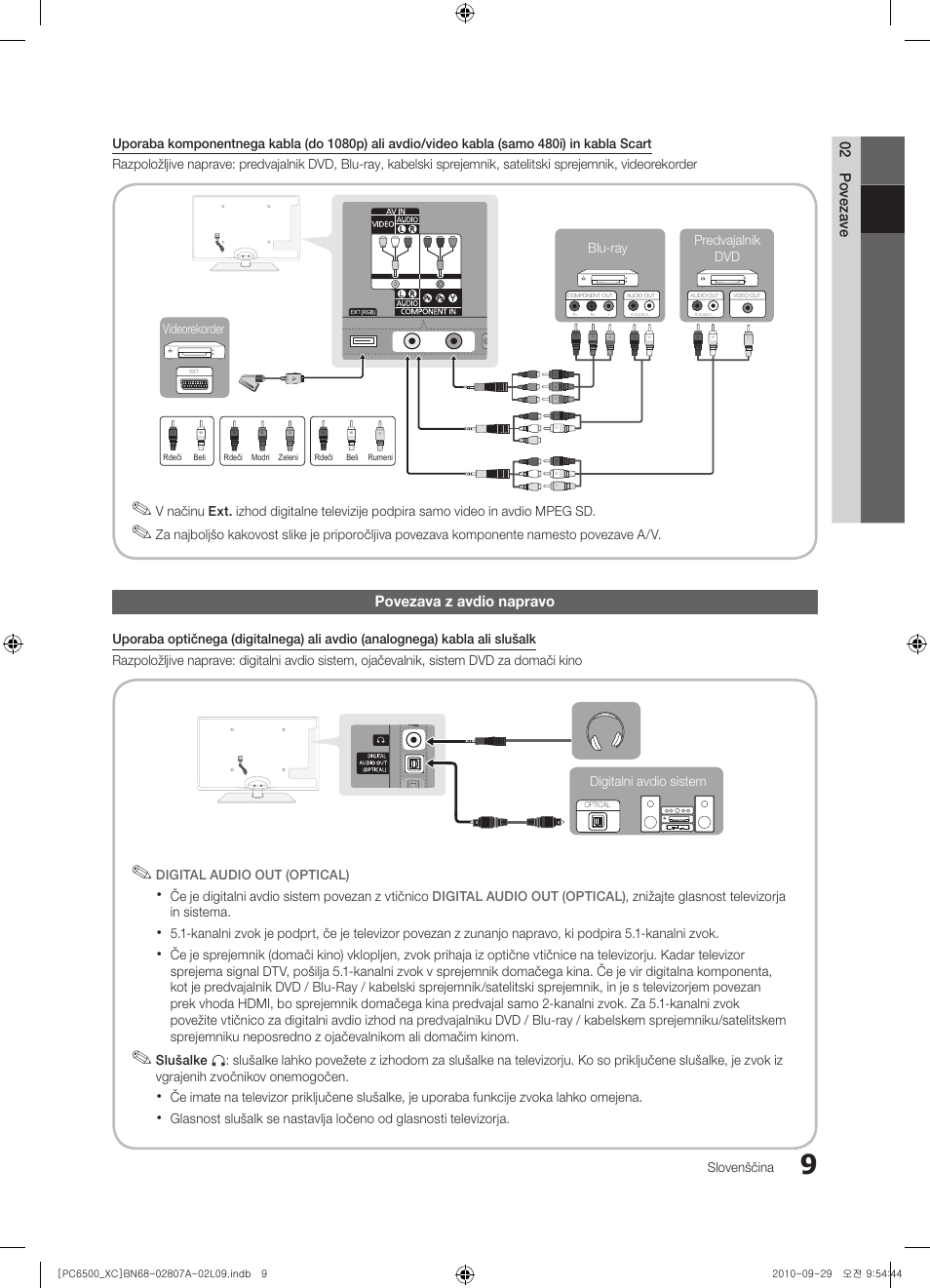 02 povezave, Povezava z avdio napravo | Samsung PS50C6500TW User Manual | Page 395 / 499