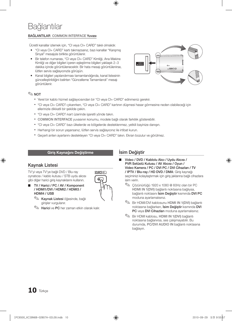 Bağlantılar | Samsung PS50C6500TW User Manual | Page 451 / 499