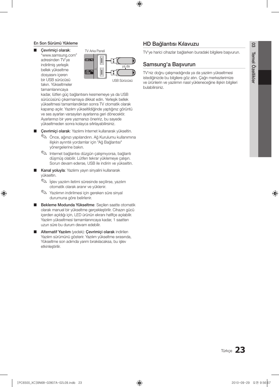 Hd bağlantısı kılavuzu, Samsung'a başvurun | Samsung PS50C6500TW User Manual | Page 464 / 499