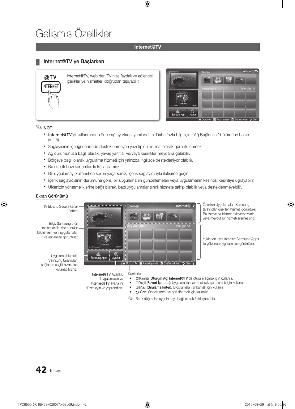 Gelişmiş özellikler | Samsung PS50C6500TW User Manual | Page 483 / 499