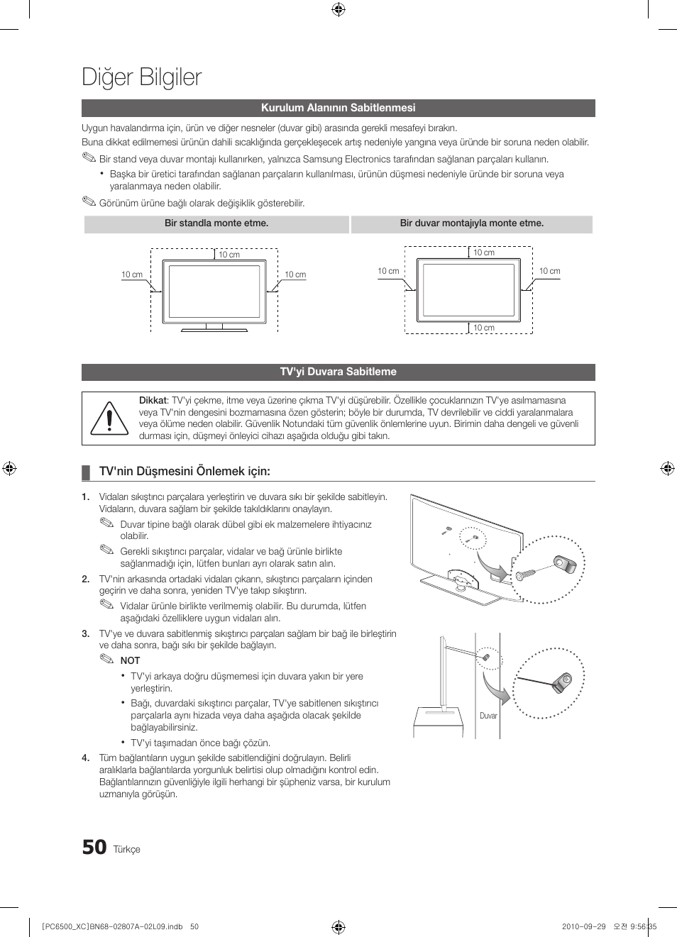 Diğer bilgiler | Samsung PS50C6500TW User Manual | Page 491 / 499