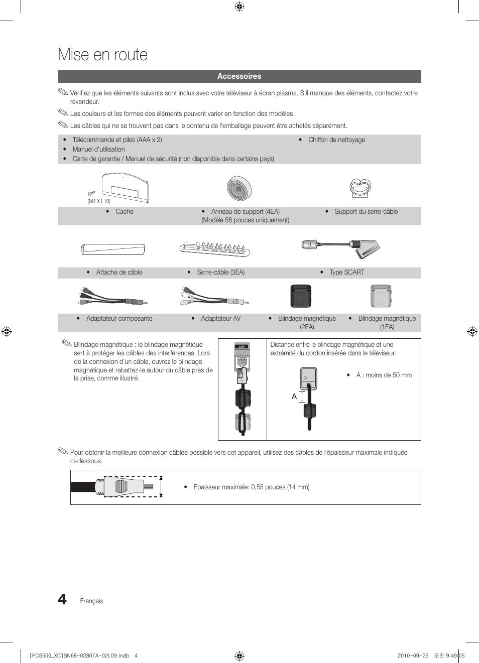 Mise en route | Samsung PS50C6500TW User Manual | Page 59 / 499