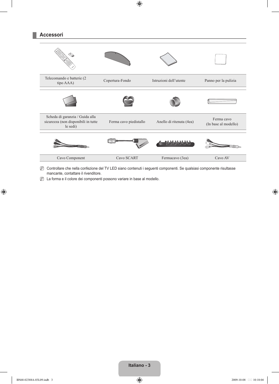 Accessori | Samsung UE40B6000VP User Manual | Page 227 / 494