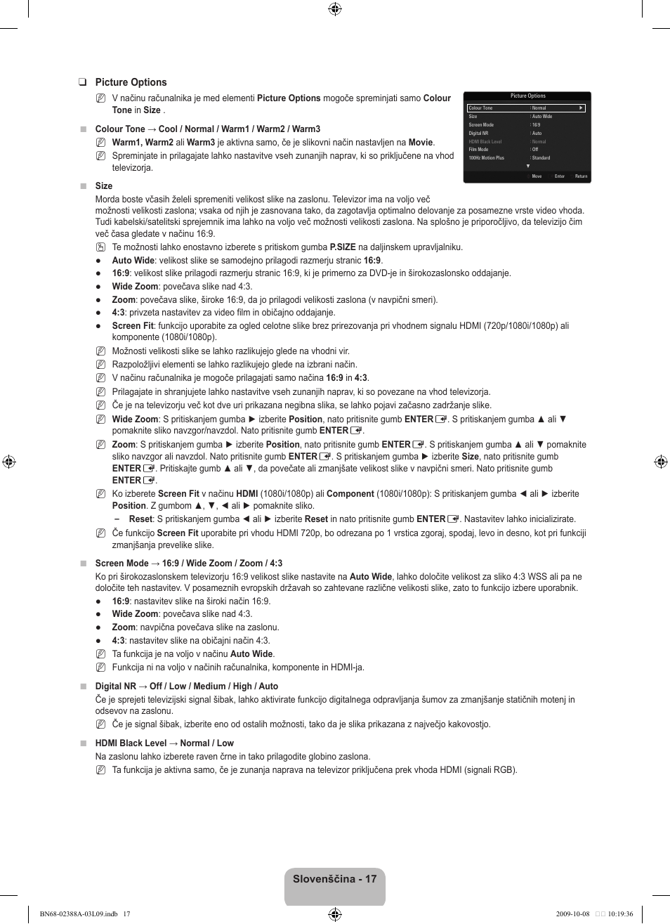 Slovenščina - 1 picture options | Samsung UE40B6000VP User Manual | Page 399 / 494