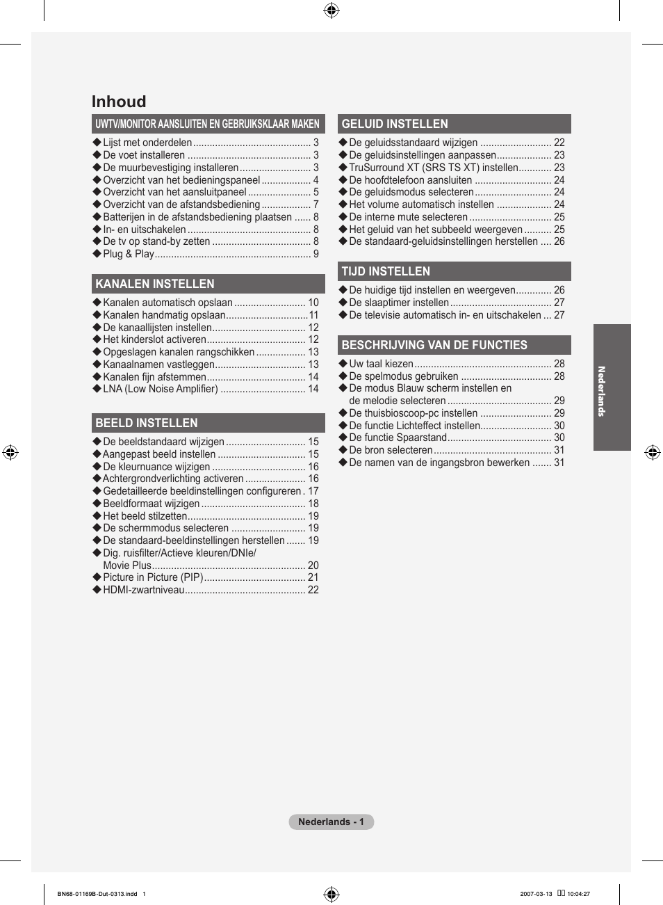 Inhoud | Samsung LE40R87BD User Manual | Page 189 / 498