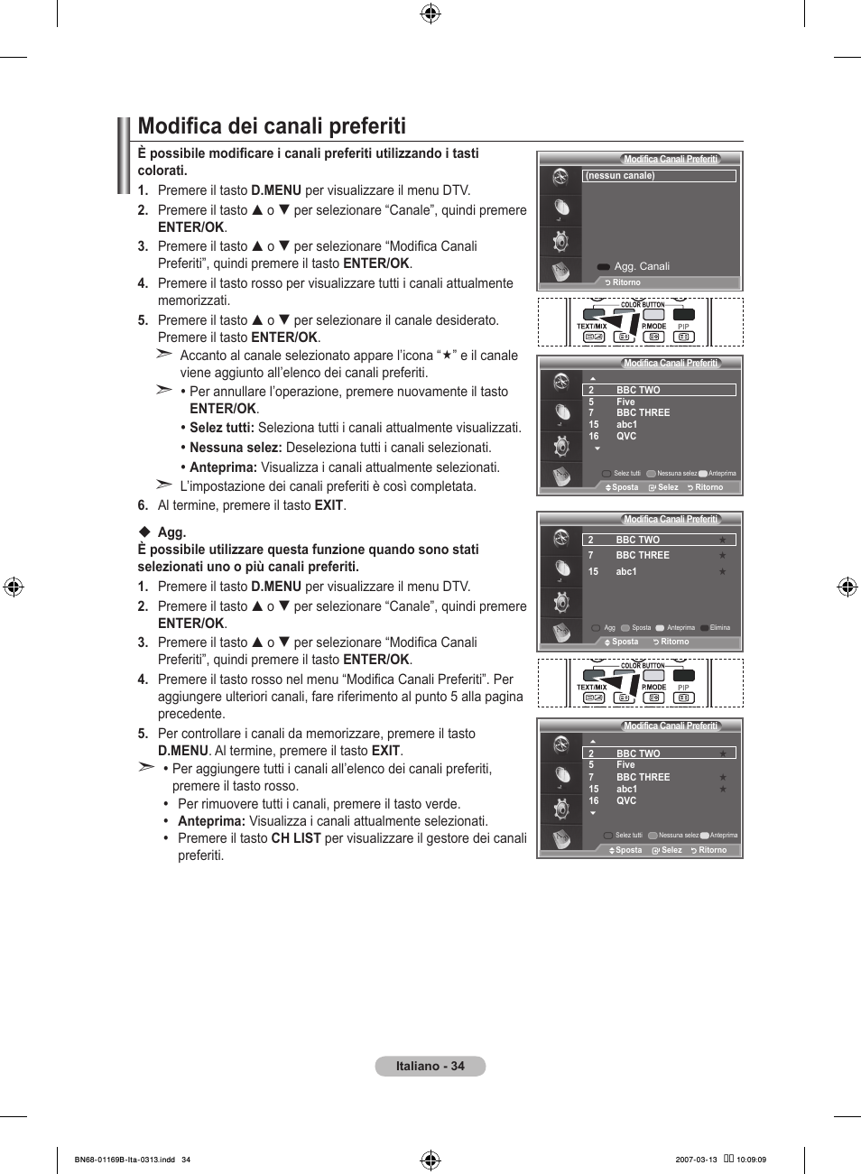 Modifica dei canali preferiti | Samsung LE40R87BD User Manual | Page 284 / 498