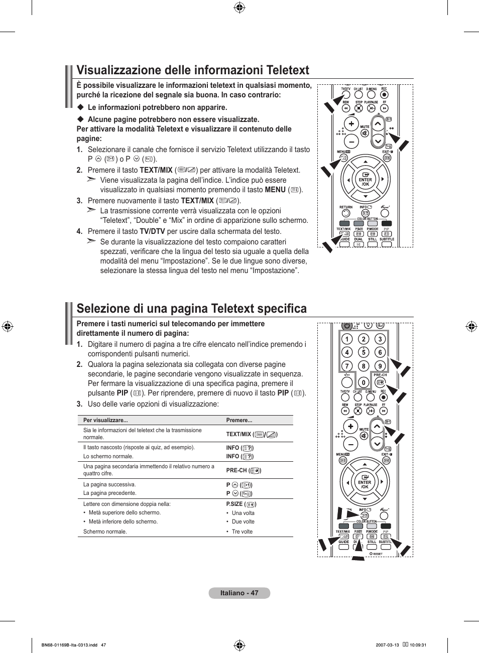 Visualizzazione delle informazioni teletext, Selezione di una pagina teletext specifica | Samsung LE40R87BD User Manual | Page 297 / 498