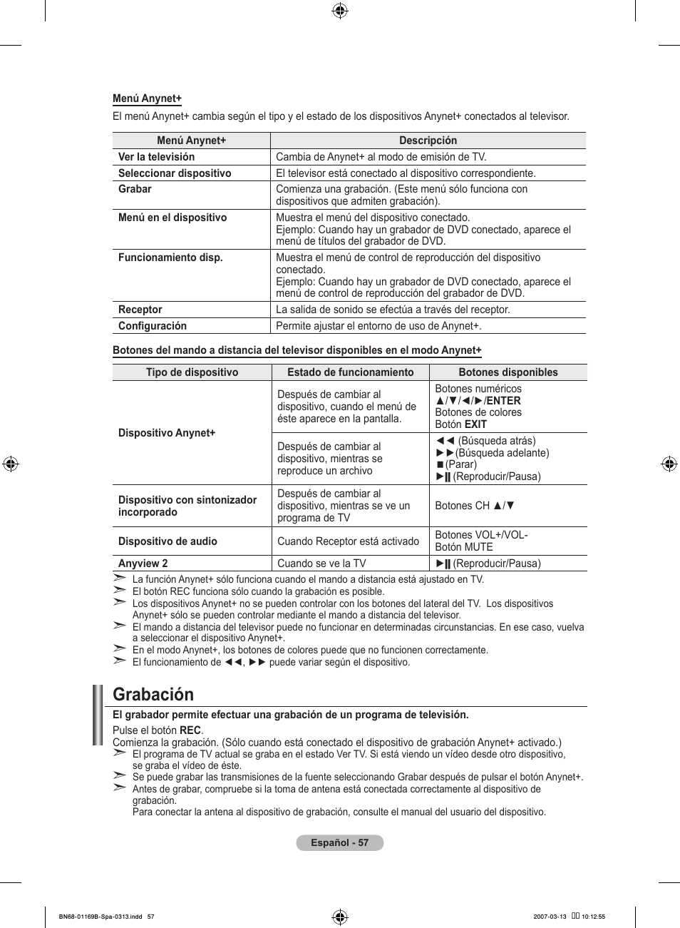 Grabación | Samsung LE40R87BD User Manual | Page 369 / 498