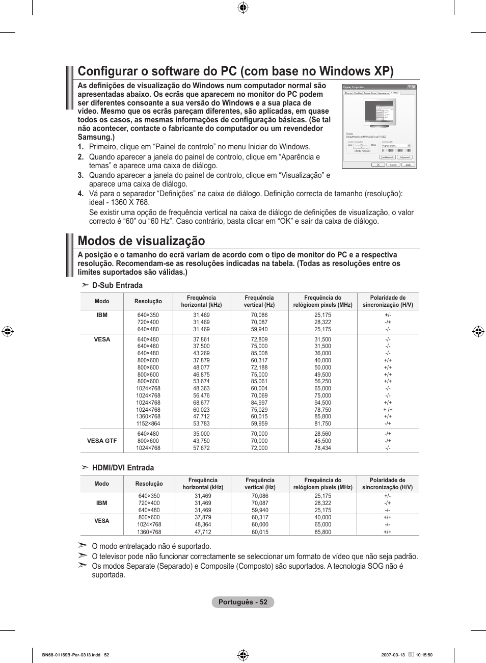 Modos de visualização | Samsung LE40R87BD User Manual | Page 426 / 498