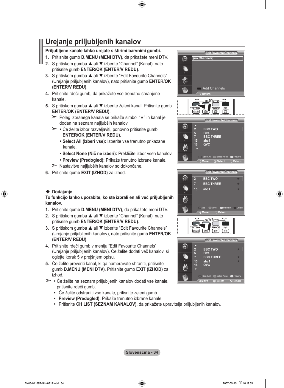 Urejanje priljubljenih kanalov | Samsung LE40R87BD User Manual | Page 470 / 498