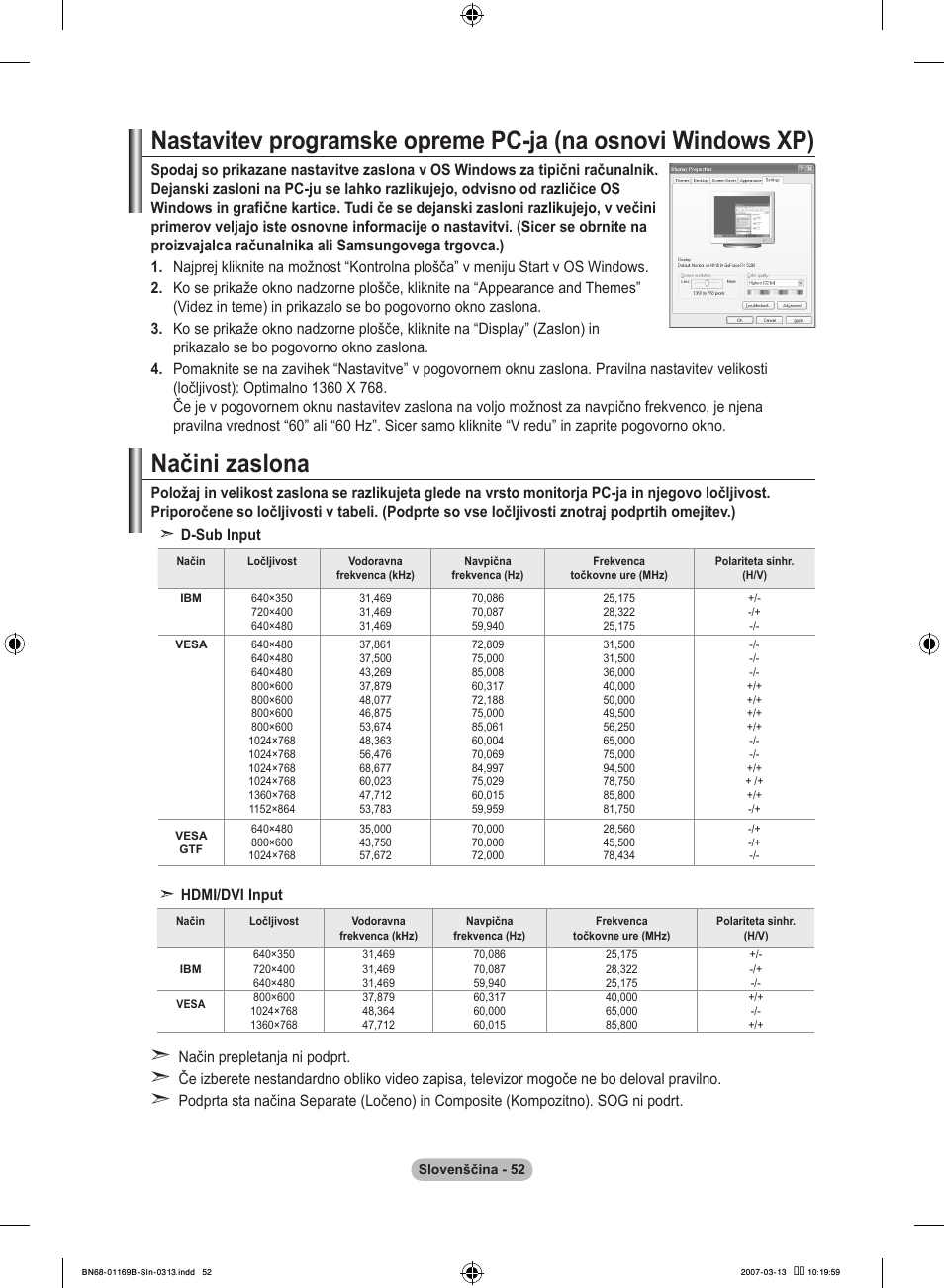 Načini zaslona | Samsung LE40R87BD User Manual | Page 488 / 498