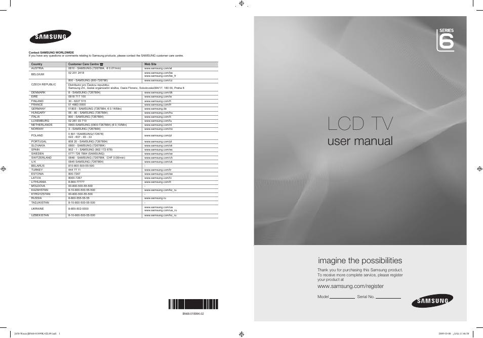 Samsung LE19B650T6W User Manual | 296 pages