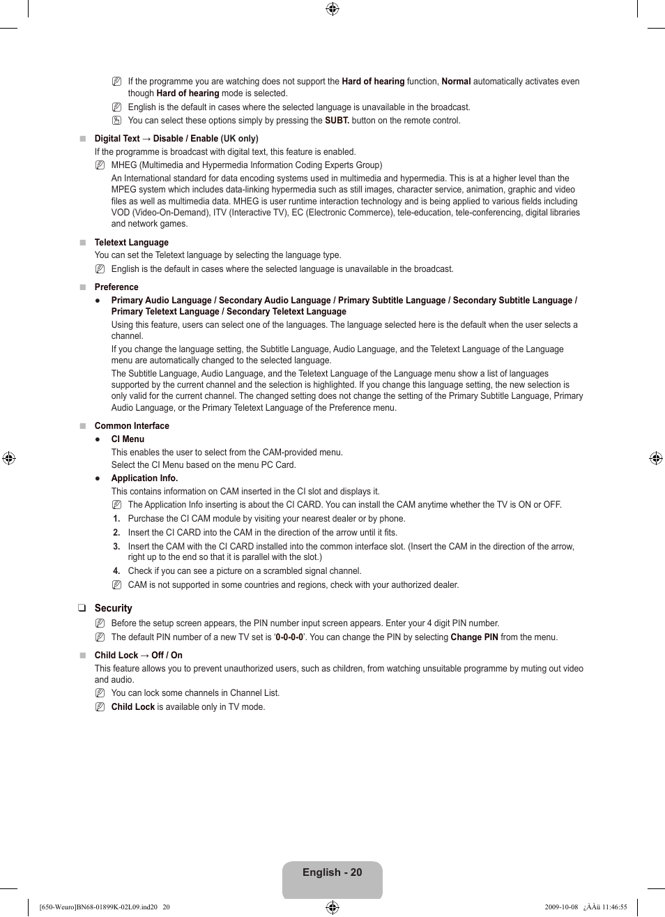 Samsung LE19B650T6W User Manual | Page 22 / 296