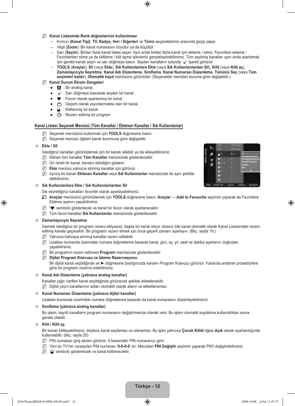 Türkçe - 2 | Samsung LE19B650T6W User Manual | Page 270 / 296