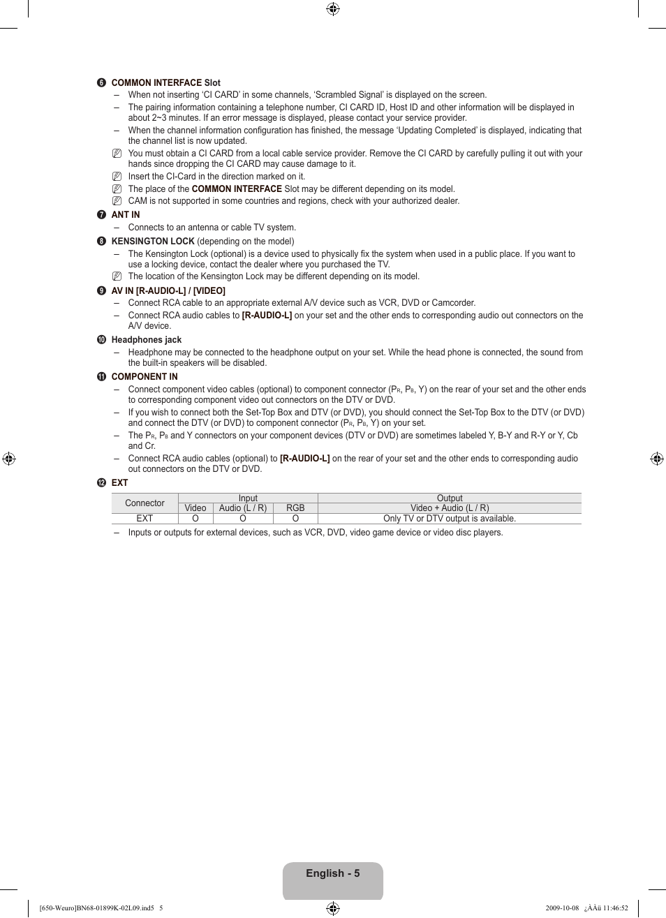Samsung LE19B650T6W User Manual | Page 7 / 296