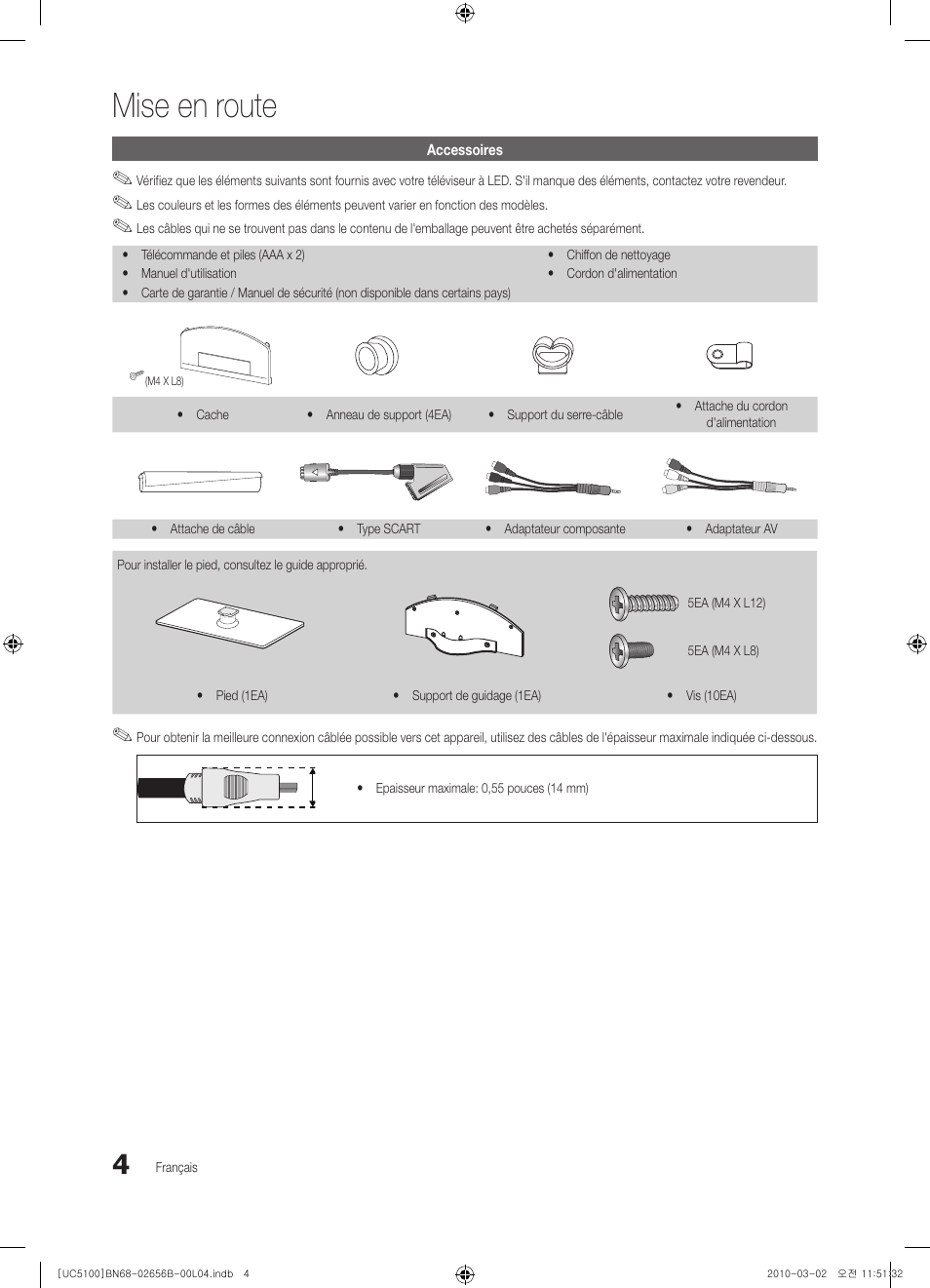 Mise en route | Samsung UE40C5100QW User Manual | Page 104 / 203